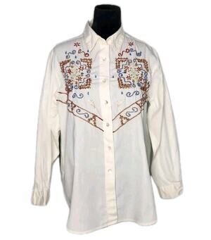 Vintage I.V.Y Western Beaded Embroided Button Down Long Sleeve Shirt M
